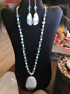 Ghost Agate Necklace and Earrings