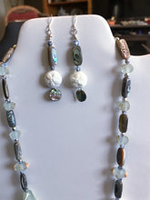Load image into Gallery viewer, Paua Shell, Abalone and Lampwork Necklace and Earrings