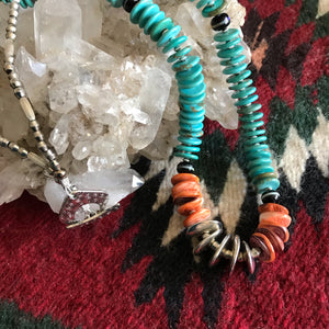 Modern Traditional Turquoise and Spiny Oyster Shell Necklace