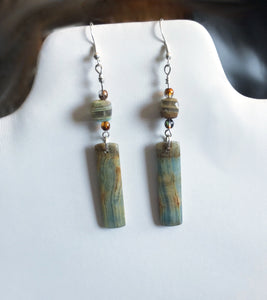 Blue Calcite and Boulder Opal Earrings
