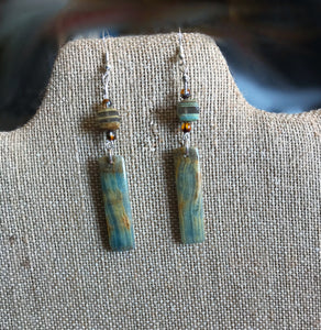 Blue Calcite and Boulder Opal Earrings