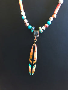 Inlay Feather Necklace
