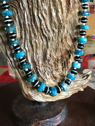 Shades of Teal Raw Apatite Necklace