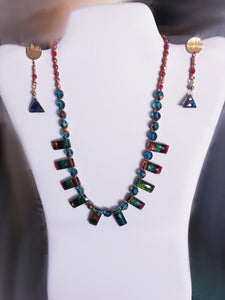 Fiery Ammolite Necklace and Earrings set