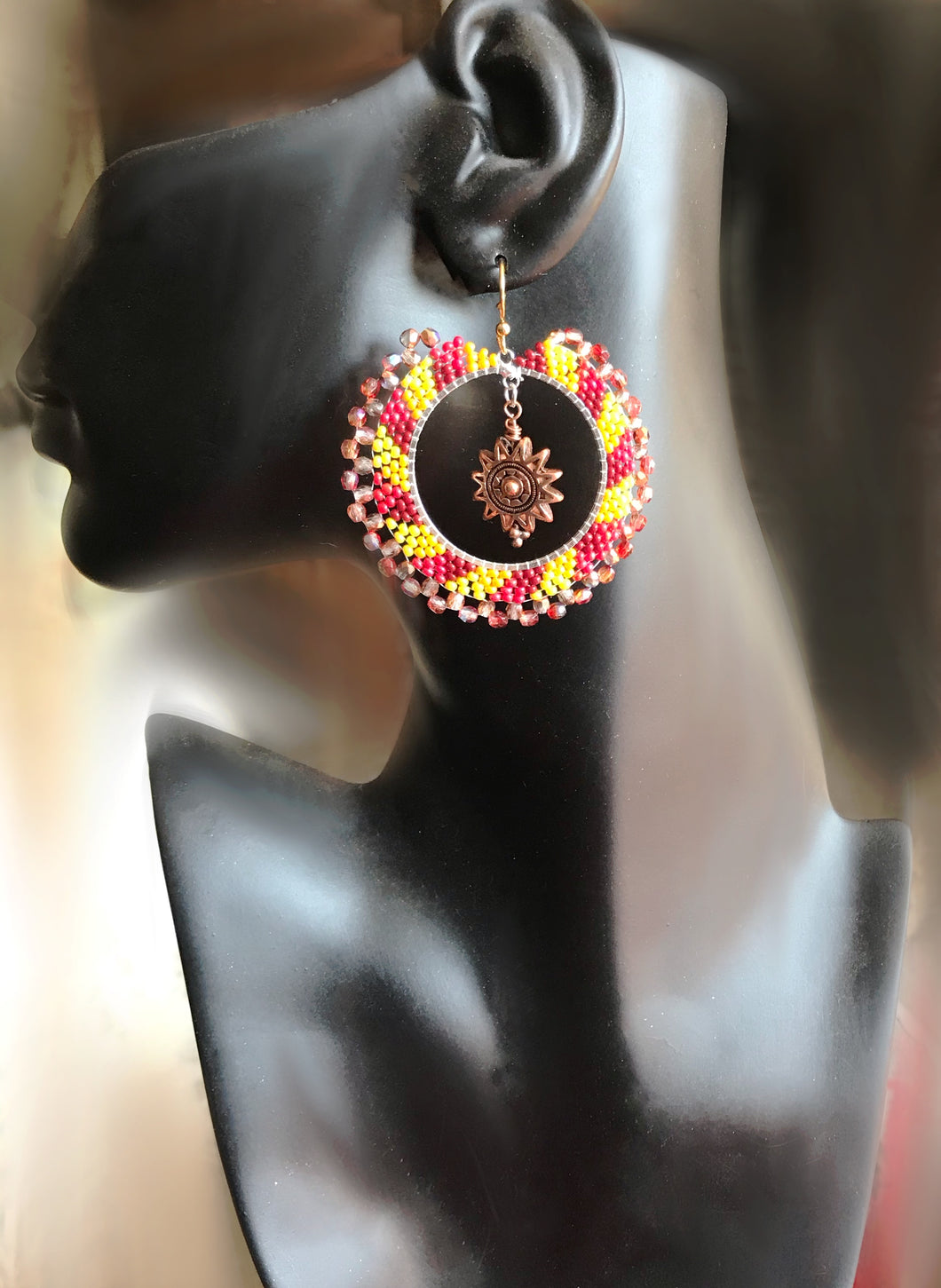 Ring of Fire II Beaded Earrings