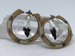 Brick Stitched Eagle Feather Hoop Earrings