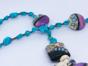 Eagle Dreams Southwestern Turquoise and Lampwork Necklace