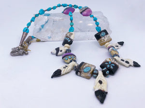 Eagle Dreams Southwestern Turquoise and Lampwork Necklace